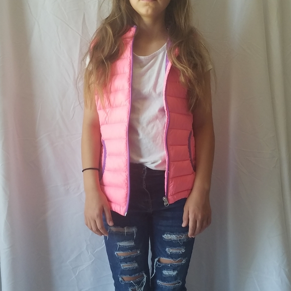 Girls Pink Puffer Vest Free Country Size 7/8 - Picture 5 of 5